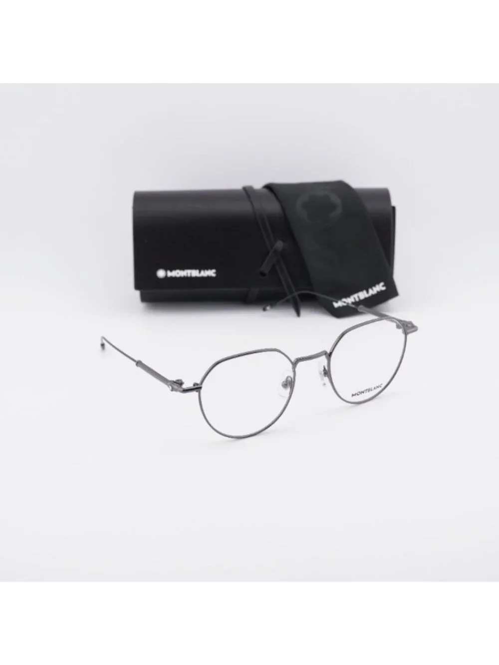 Montblanc MB0060O 001 Eyeglasses Ruthenium 50mm Round / Panto Frame